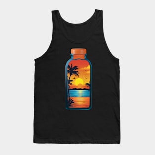 "Liquid Gold: Glass Bottles in the Warm Embrace of Sunset" Tank Top